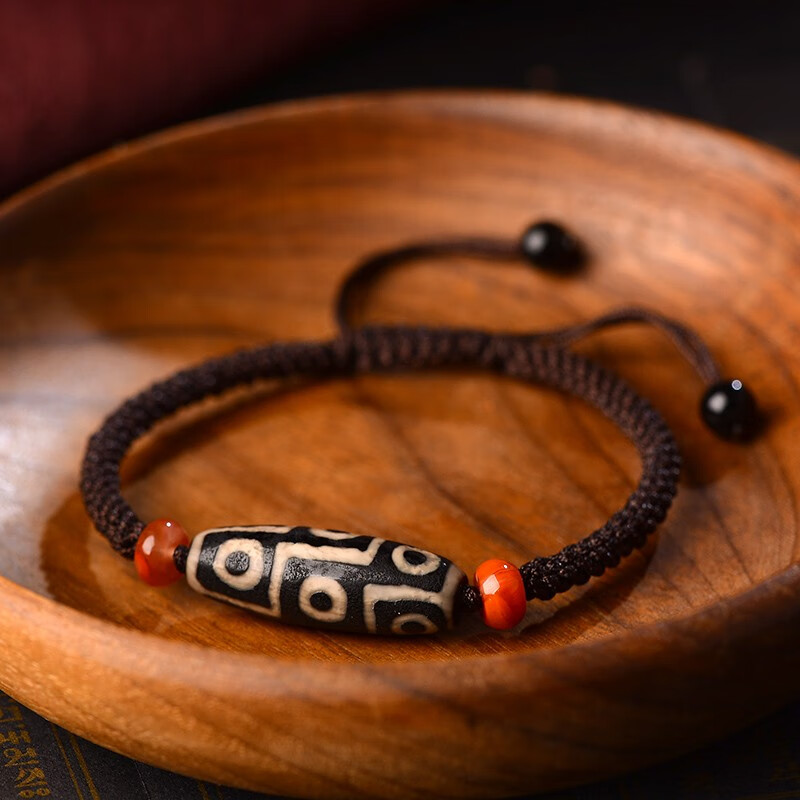 西藏九眼天珠手绳 转运珠情侣手链 手工编织本命年金刚结男女 九眼