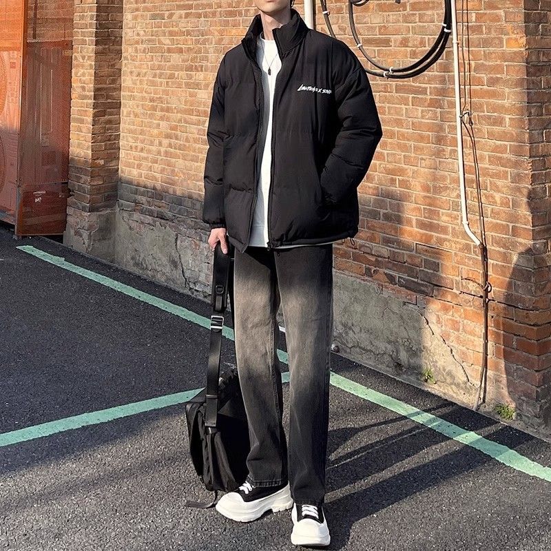 宁墅适合胖子腿短的裤子男生小腿粗肥渐变色牛仔裤美式复古高街夏季薄