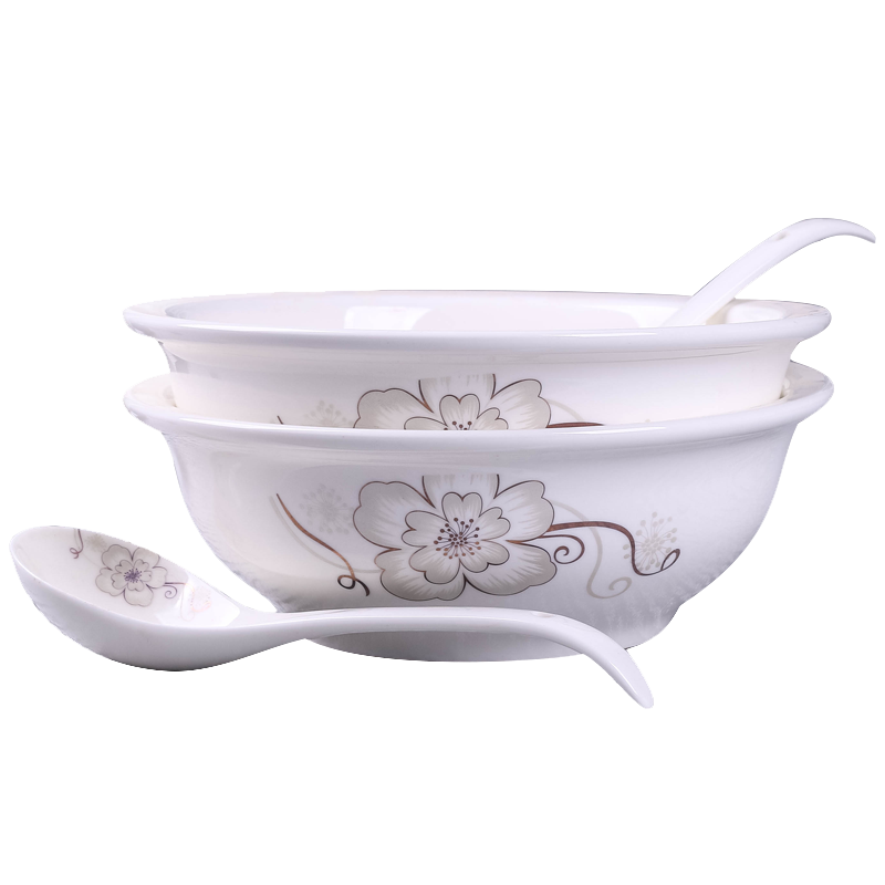 2個(gè)湯古大碗創(chuàng)意家用陶瓷湯碗可愛吃泡面碗大號個(gè)性微波爐專用碗 2個(gè)9英寸湯古(簡愛)