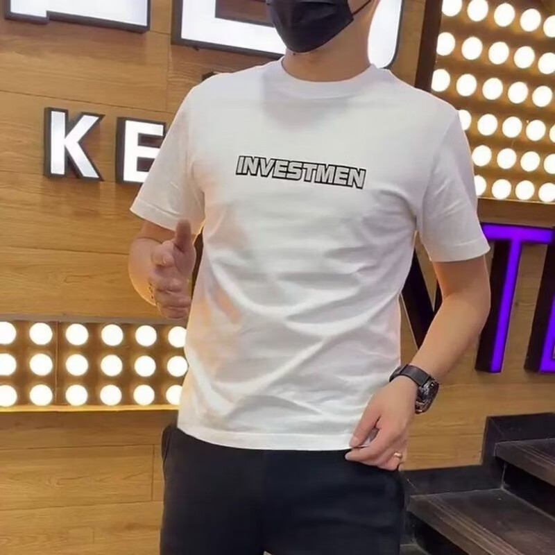 名葆  潮男简约百搭字母印花短袖夏季ins超火网红同款t恤衫韩版 t1098