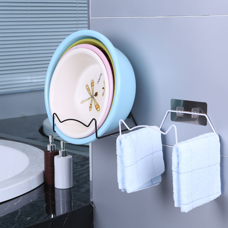 曦凰厨房浴室挂盆架卫生间面盆挂钩洗脸盆收纳架置物架壁挂免打孔盆架