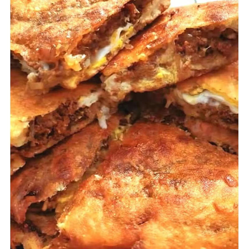 虎钢馋山东菏泽肉盒子河南特产早餐肉合馅饼单县周口油炸肉盒早点小吃
