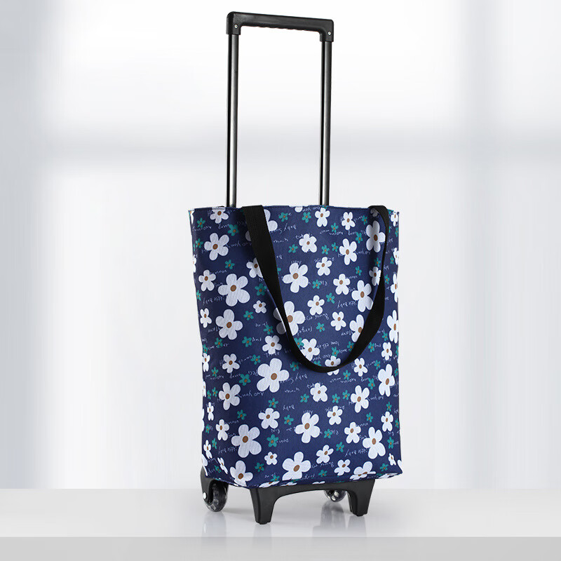 宏卿馨跨境带轮拉杆购物袋超市买菜车小拉车购物车便携大容量拉杆手拉