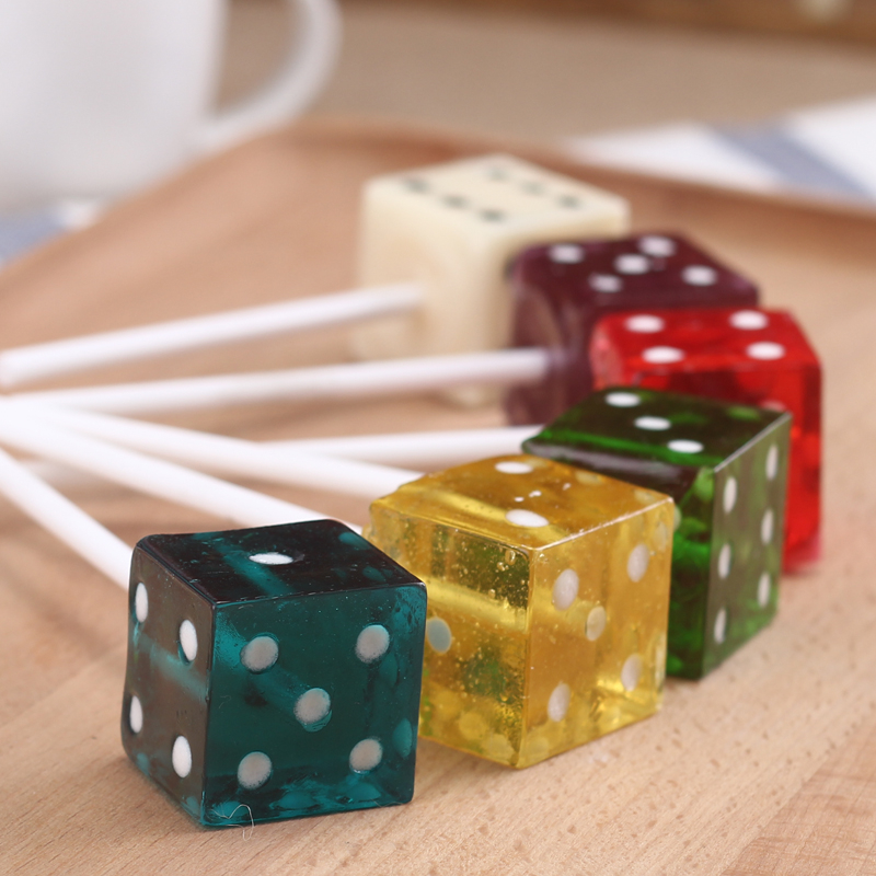 可爱造型创意水果味糖果方形色子骰子糖24支棒棒糖礼盒零食恋潮 综合