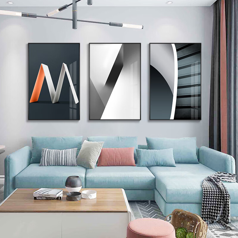 瑞画大幅2021北欧风格客厅装饰画抽象三联画沙发背景墙挂画现代简约