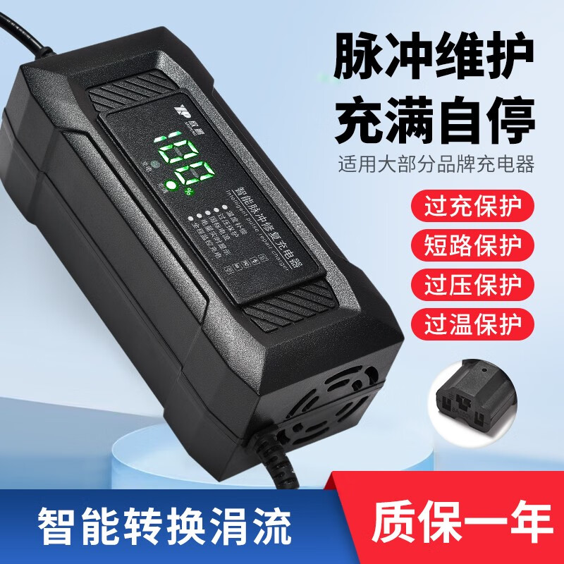 欣鹏充满自停电动车电瓶车充电器48V12AH20AH60V72V两轮三轮智能通用 60V32AH T型通用三孔