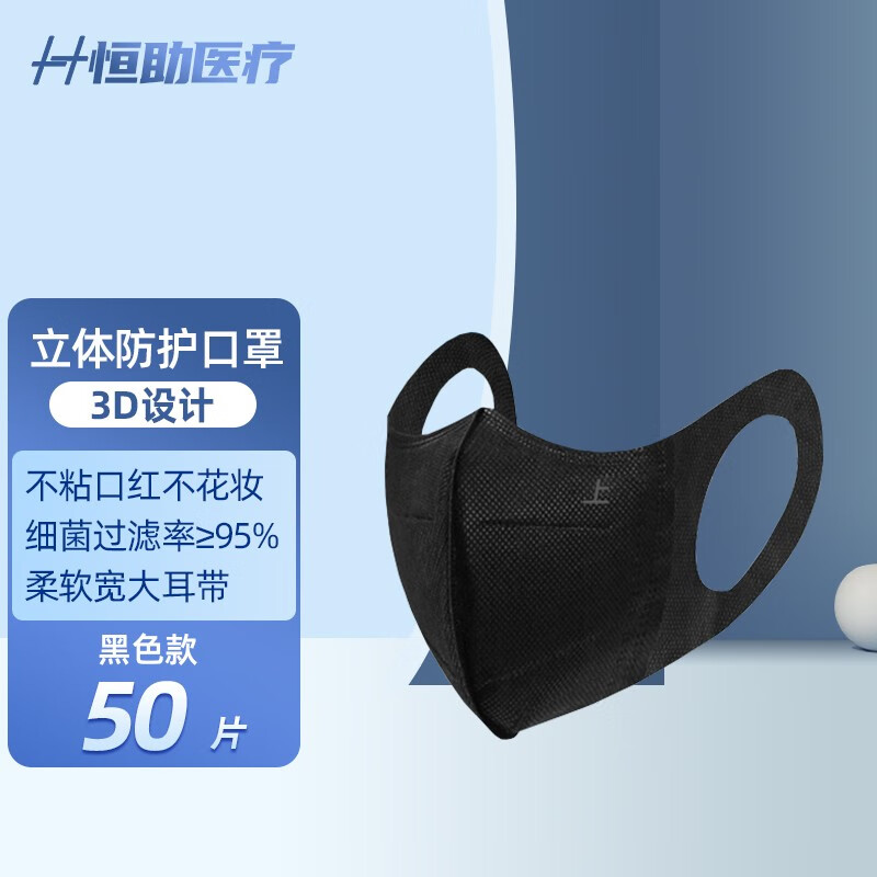 恒助口罩价格走势分析|3D立体防护口罩50片