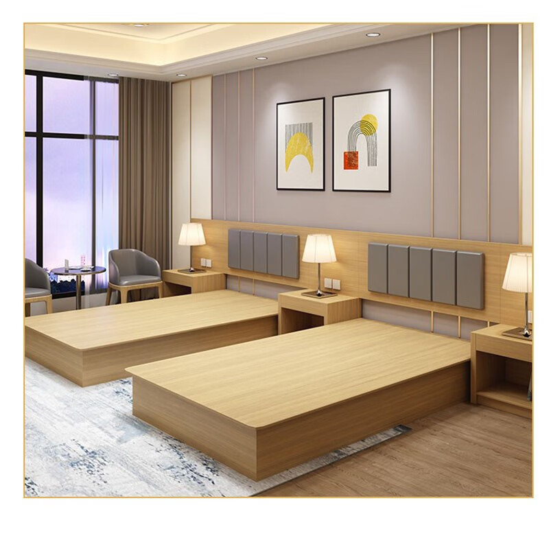 之晓宾馆专用酒店家具标间全套简约定制民宿出租房公寓客房双单箱体床