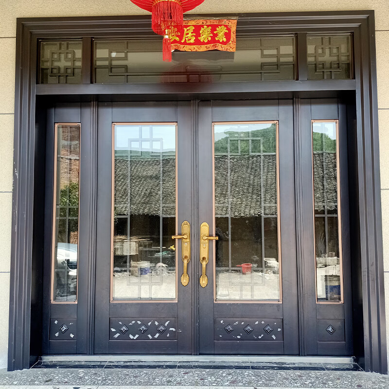 锌合金别墅大门双开门进户门乡村庭院玻璃门农村自建房入户大门 款式1