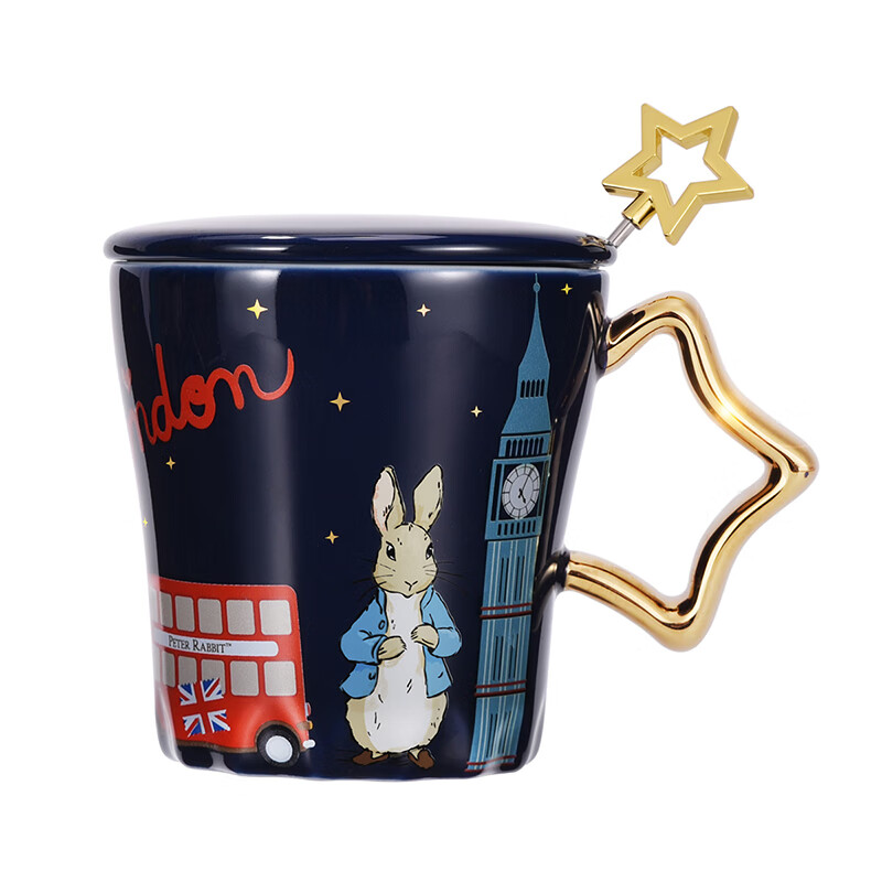 比得兔（Peter Rabbit）陶瓷杯 英伦风巴士个性汽车水杯350ml 蓝色 PR-T1445-2