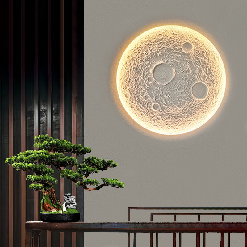 卡田（KATIAN）星球月球石膏灯卧室客厅床头背景墙灯嵌入式氛围灯米家智能壁灯 60*60CM 中性光