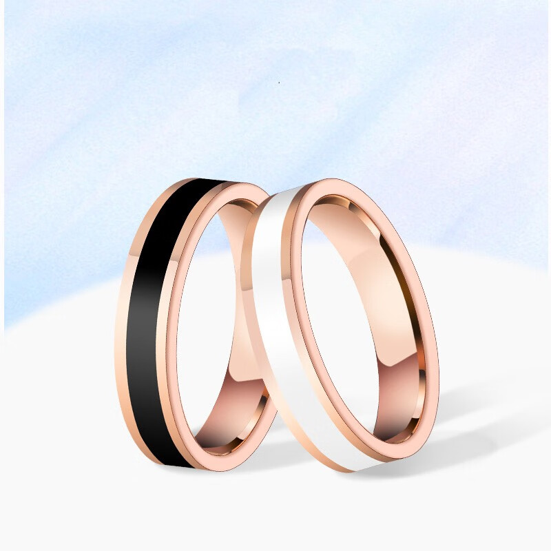 戒指男一对玫瑰金撞色小众设计高级感情人节礼物告白对戒  国标16号