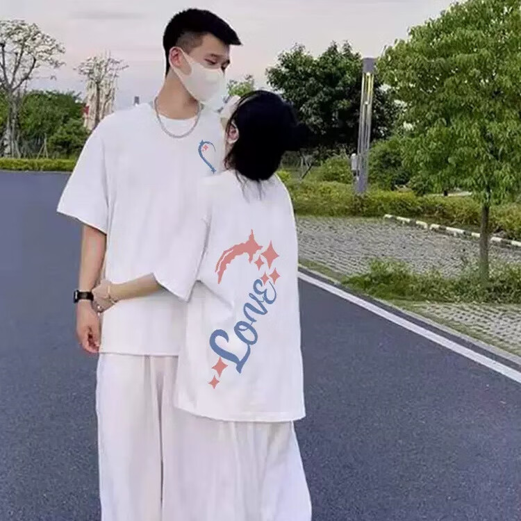 页超情侣装衣服一女一男 情侣款夏【两件装,不一样装短袖2024年潮流t