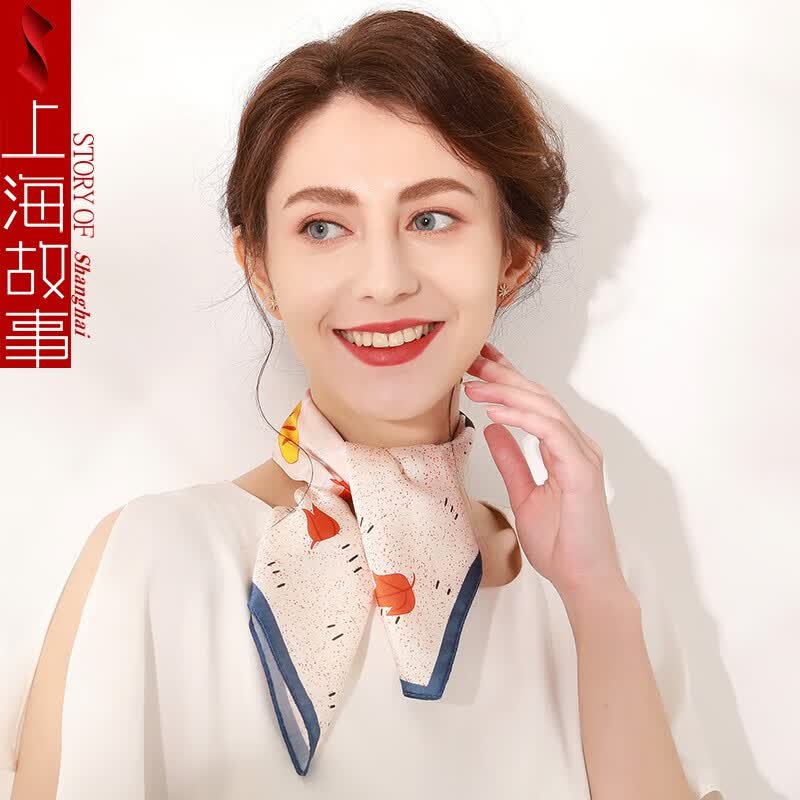 上海故事丝巾 【好物精选小方巾丝巾女百搭新款真丝桑蚕丝配西装时尚洋气 高冷黑猫 米色怎么看?