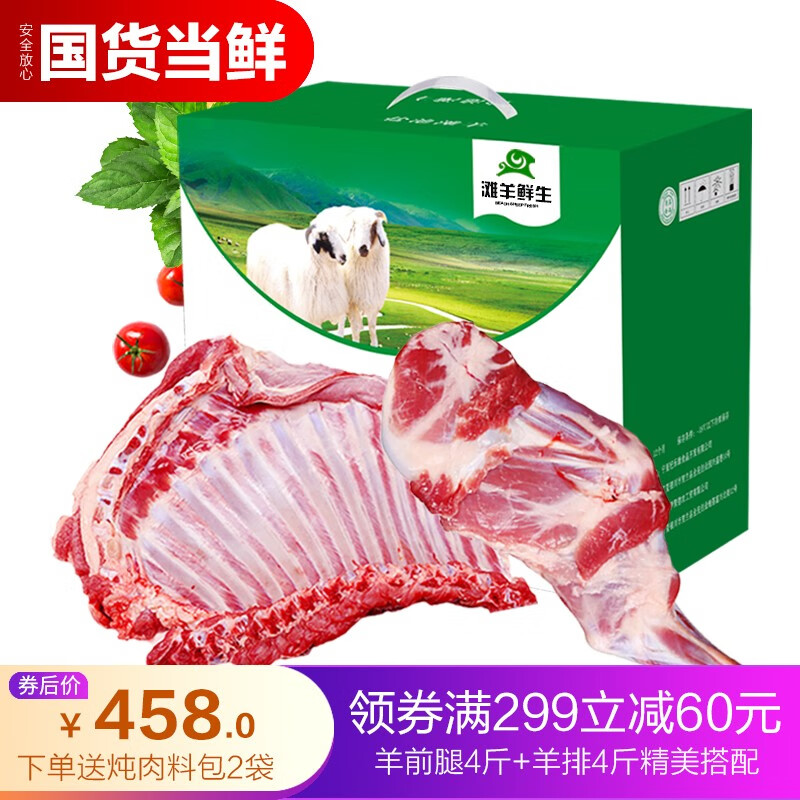 滩羊鲜生 宁夏滩羊肉 生鲜国产羊肉礼盒4000g/箱 前腿羊