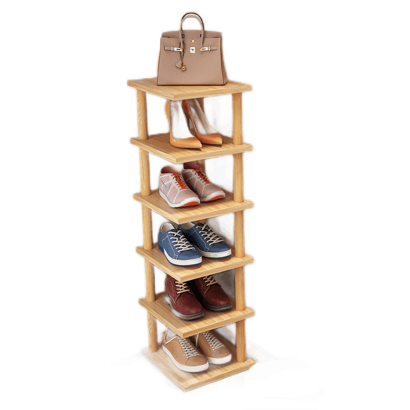 古璞佳 鞋架多层简易置物架家用防尘鞋架子宿舍收纳架 6层浅胡桃色