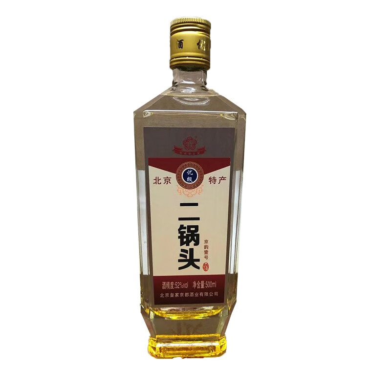 京都二锅头 清香型白酒 京韵壹号白 500ml*6瓶 整箱装 北京特产粮食酒 52度 500mL 6瓶 整箱装