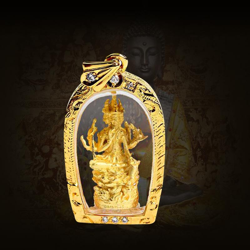 永红旺泰国四面佛 佛牌正牌 吊坠挂件刻字 四面佛立尊法相