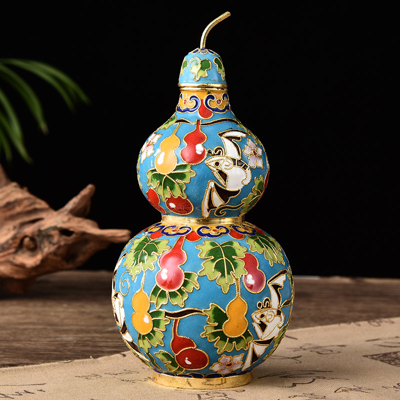 景泰蓝葫芦摆件葫芦花瓶老北京特色铜胎收纳瓶掐丝珐琅民间工艺品
