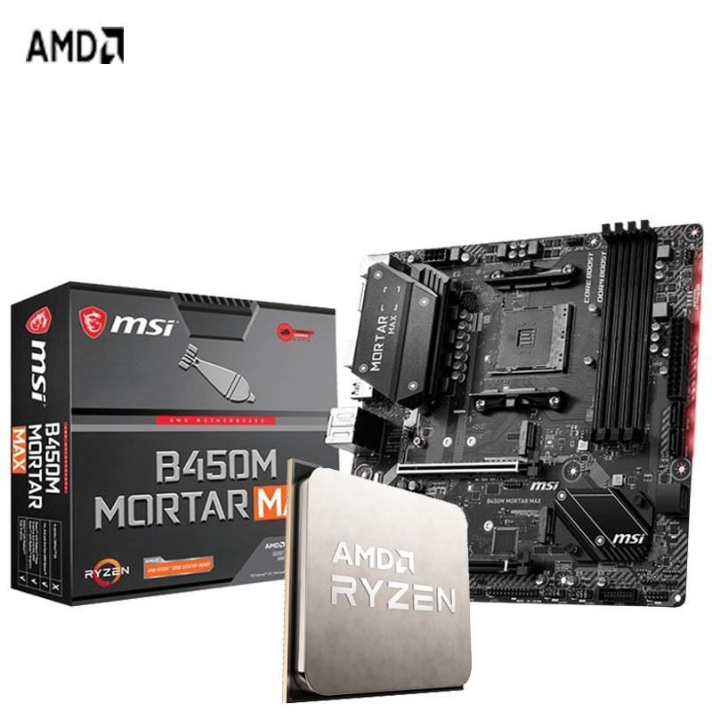 AMD 锐龙 R5/7 3600 3700X 散片CPU+微星 B450M 主板CPU套装 微星 B450M MORTAR MAX 主板 R5 5600X「散片」CPU+主板2件套