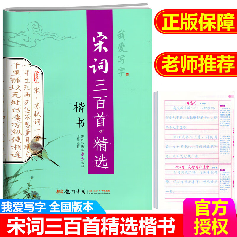 宋词三百首精选 硬笔书法字帖楷书汉字词语宋词书法练习字帖张秀书写