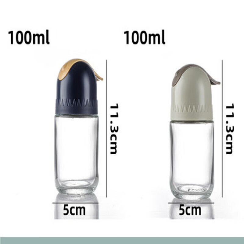【可乐家】姒桀 小鸟玻璃厨房调料瓶家用食盐味精胡椒粉烧烤调味瓶方便携调味罐 灰色+蓝色 2只装
