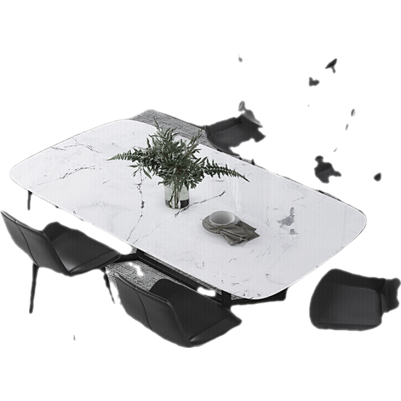 帕芭莎 现代简约家用饭桌轻奢餐桌岩板意式小户型长方形餐桌椅组合配套 餐桌