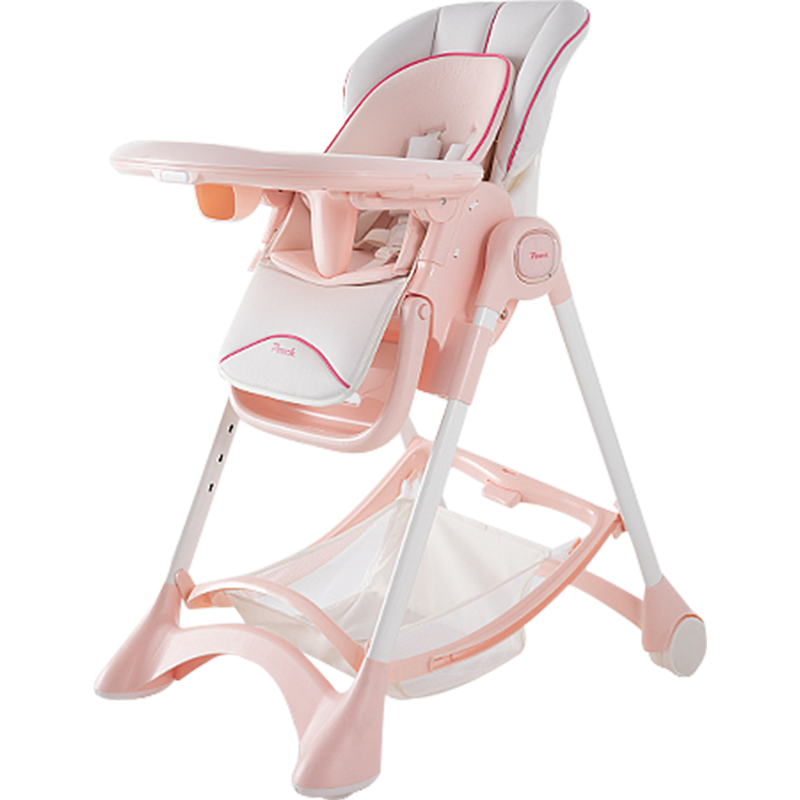 Pouch 帛琦 欧式婴儿餐椅 宝宝吃饭座椅 儿童多功能餐椅 可折叠便携式桌椅 K05 【米白色】简洁优雅