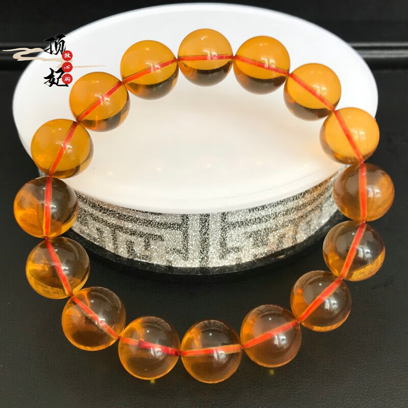顶妃 缅甸琥珀 原石13mm净水血茶手串 原矿茶珀女款 琥珀手 图片色