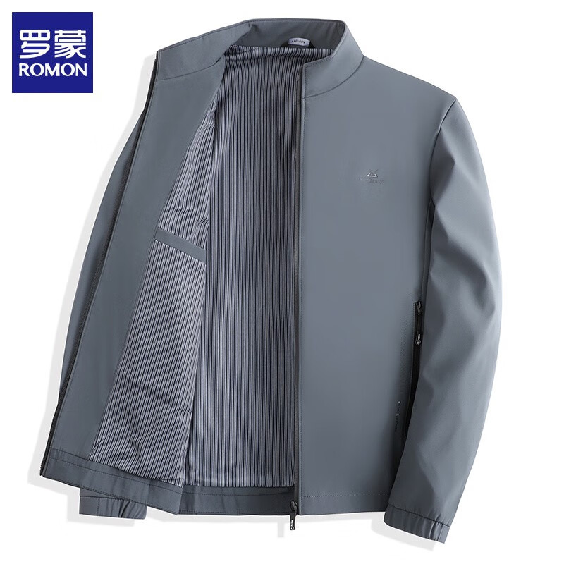 罗蒙(romon)夹克男士外套立领商务休闲行政茄克衫爸爸装中青年男装n