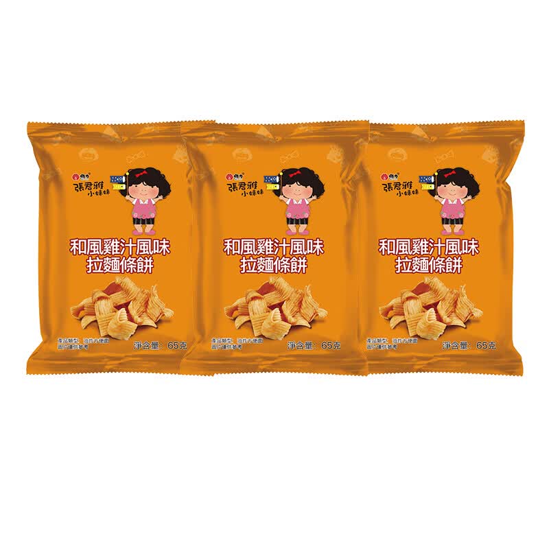 张君雅小妹妹 干脆面 和风鸡汁味 65g*3 中国台湾 休闲丸子 拉面条饼