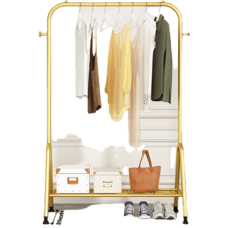 铁丫 多功能晾衣架落地卧室内挂衣架家用阳台晒衣杆简易收纳置物架子 60cm经典黑 简易款 大