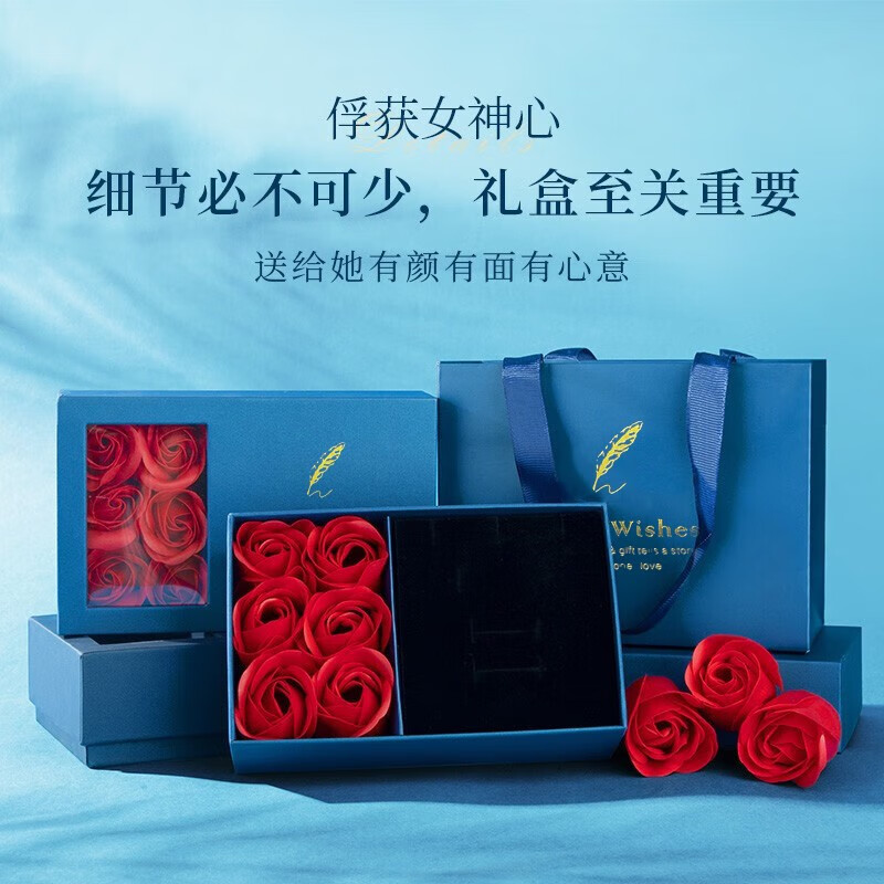 莞晗足银四叶草项链女士玫瑰彩金锁骨链吊坠七夕情人节生日礼物送女友 玫瑰金色【挚爱玫瑰礼盒+证书】