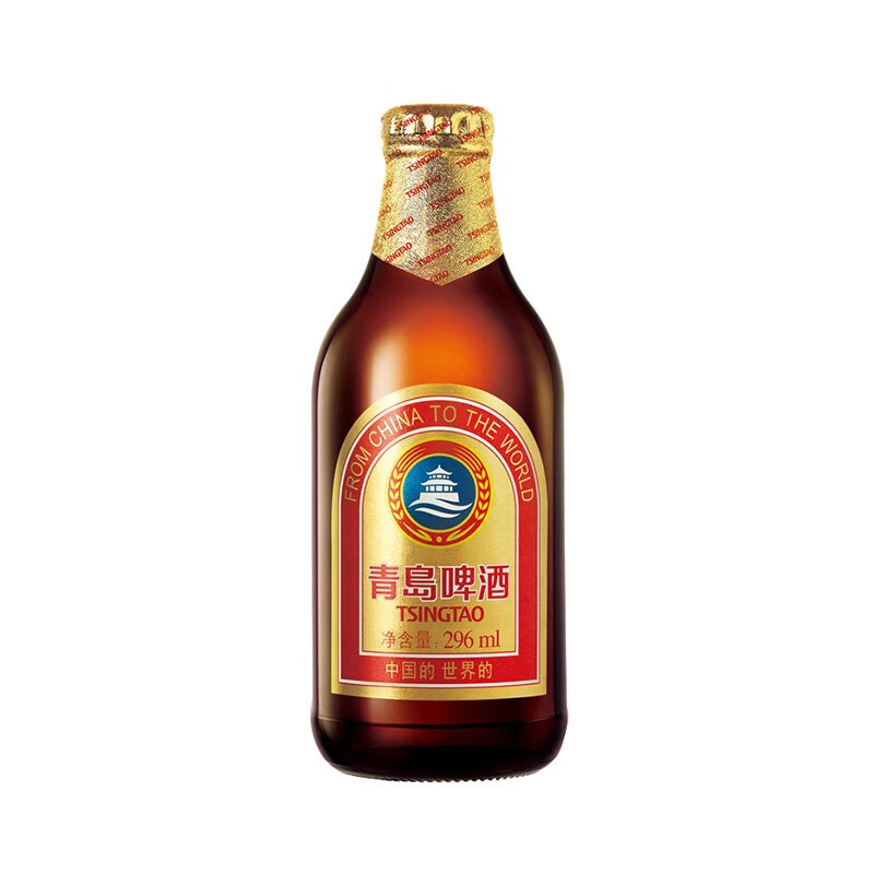 青岛啤酒（TsingTao）小棕金11度品味经典便携出游整箱 296mL 24瓶 整箱装