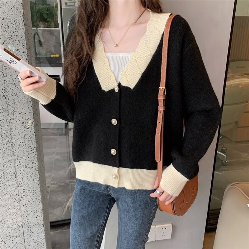 2022初秋新款上衣宽松毛衣女开衫女薄款设计感春秋款外搭网红针织衫