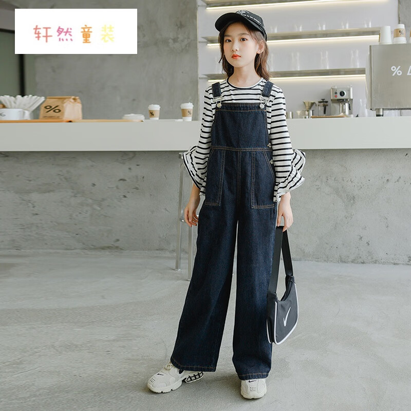 女大童背带裤春秋装小学生4-12岁女童背带裤小女孩3-11岁中大儿童宽松