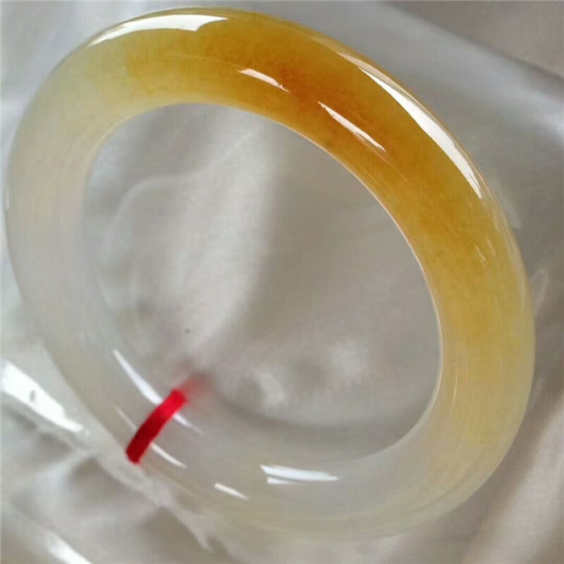 京佳黄翡翠手镯缅甸翡翠玉冰种黄翡圆条翡翠水润黄翡玉镯子 54-55mm