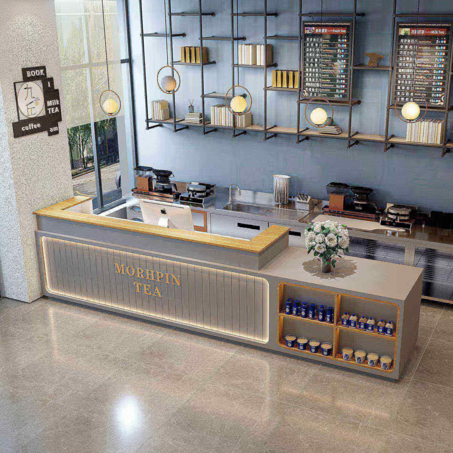 瑾凰  简约奶茶店收银台咖啡馆水果店吧台美容院接待台公司女装美发