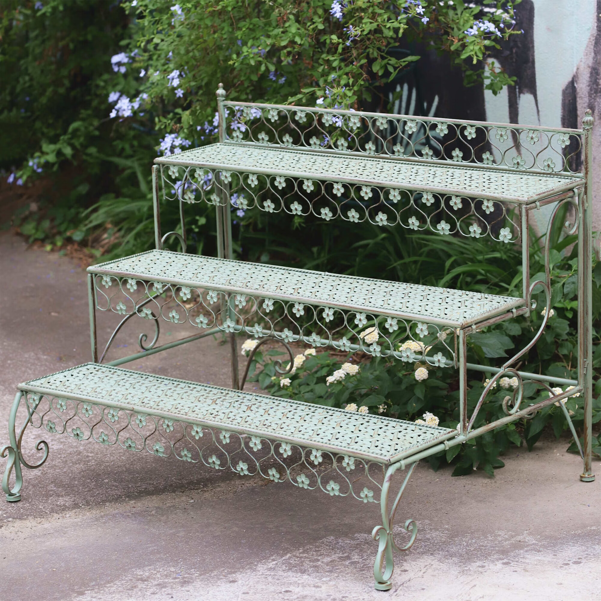 舒格亚阳台花架落地花架 阳台多层花架子庭院铁艺户外花园露台多肉