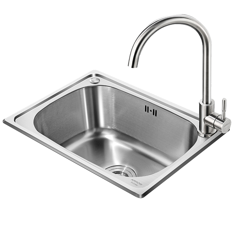 箭牌卫浴（ARROW）304不锈钢厨房水槽龙头套装洗菜盆池单槽 580*430不锈钢水槽