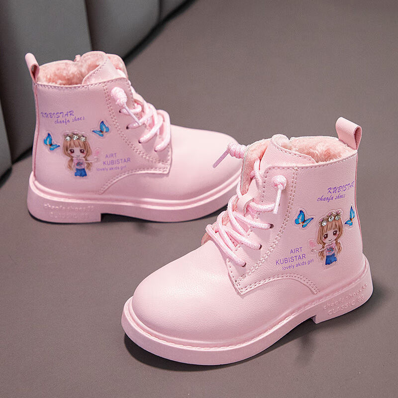 学生女童马丁靴子小公主单靴秋季秋冬季新款儿童鞋子女孩短靴加绒加厚