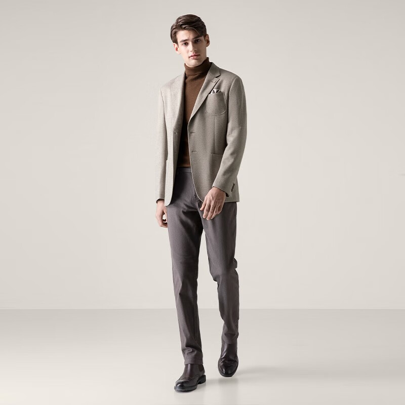 威可多(VICUTU)男士修身休闲西服商场同款商务羊毛春秋西装外套VRS88310509 燕麦色 180/100B