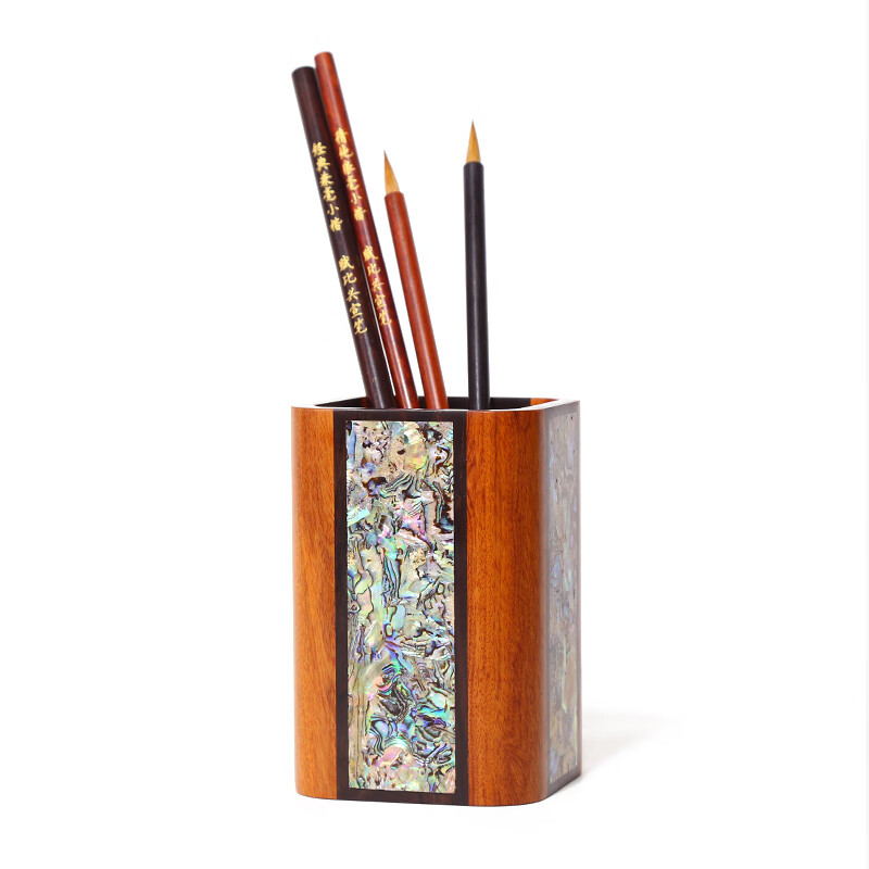 国家非遗 四面镶嵌螺钿毛笔笔筒 精品漆器文房四宝 复古中国风创