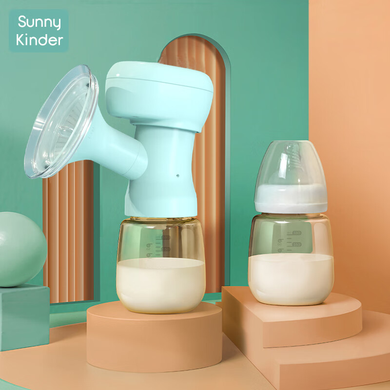 SunnyKinder电动吸奶器一体式自动变频挤奶器便携吸奶器无痛按摩拔奶器 双呐叭口带PPSU奶瓶
