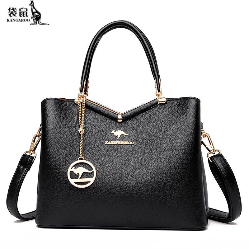 袋鼠(kangaroo)轻奢品牌包包女真皮大容量手提包时尚百搭斜挎包洋气单