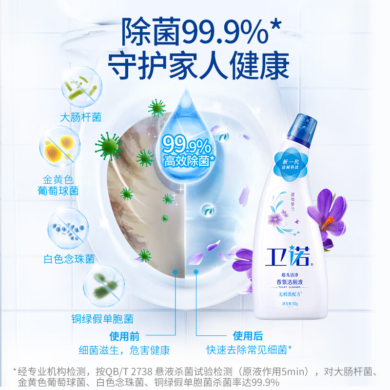 蓝月亮卫诺洁厕灵 除菌洁厕剂(清怡罗兰) 500g*2【钜惠套装】