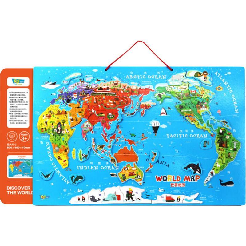木质磁力地图拼图世界地图国家/地区概况 纸质 版