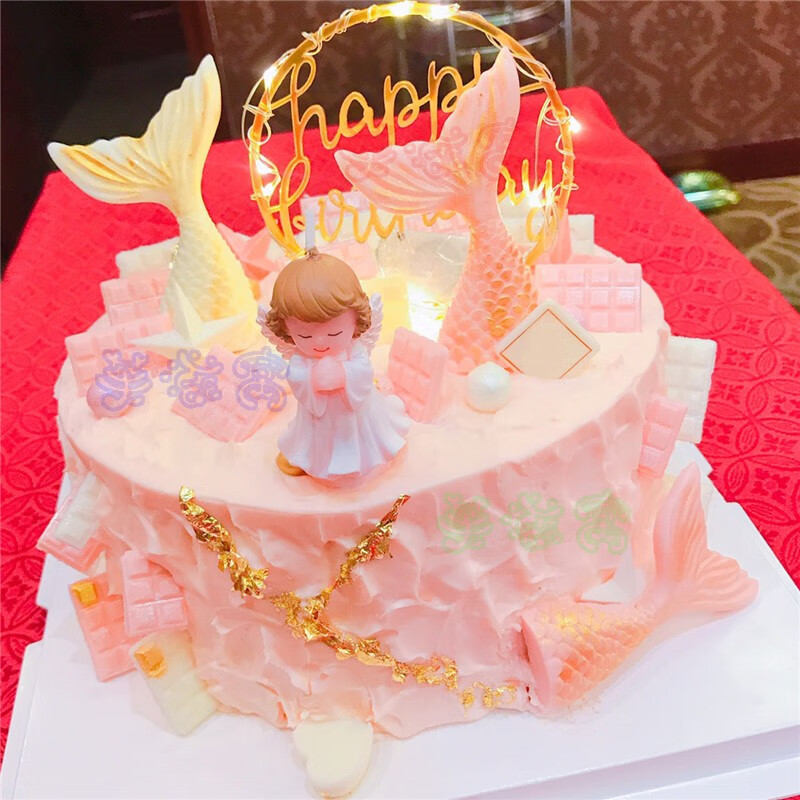 芙滋窝新款美人鱼鱼尾生日蛋糕儿童女孩公主女儿女童女宝全国同城配送
