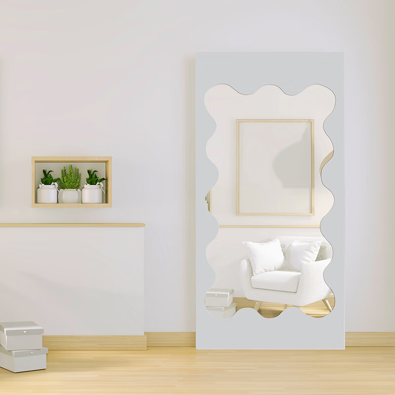 妙普乐厨房实木推拉门 定制简约幽灵门无下轨移门多边形镜子门厨房