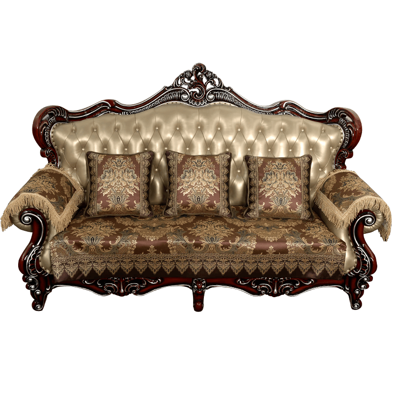 索菲娜 欧式皮沙发垫四季高档奢华沙发坐垫高级感防滑沙发垫子靠背巾 yyl海瑟薇-深情咖(含垂边15cm) 坐垫70*70cm一片